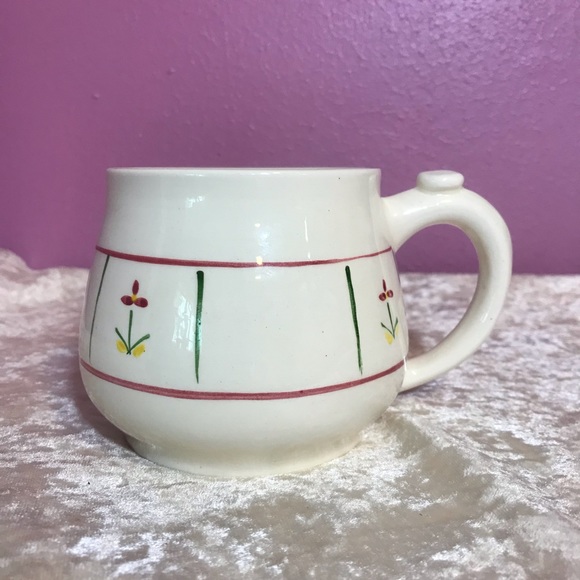Retro Pottery by Levine Floral Painted Mug w/Tea Bag Holder Kitsch Cottagecore - Picture 4 of 6